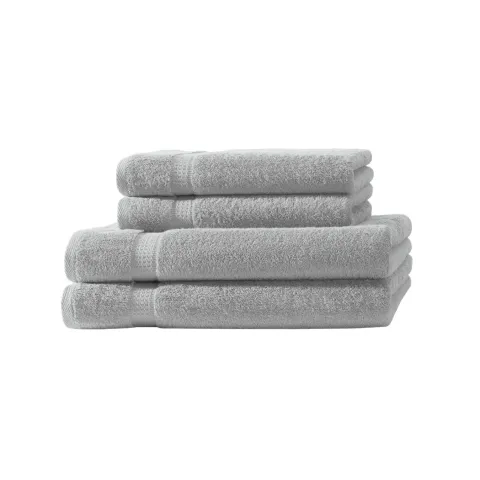 4er Set 2X Handtuch + 2X Duschtuch in Silber | 500g/m² | 100% Baumwolle