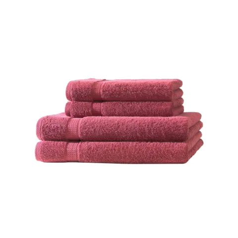 4er Set 2X Handtuch + 2X Duschtuch in Bordeaux | 500g/m² | 100% Baumwolle