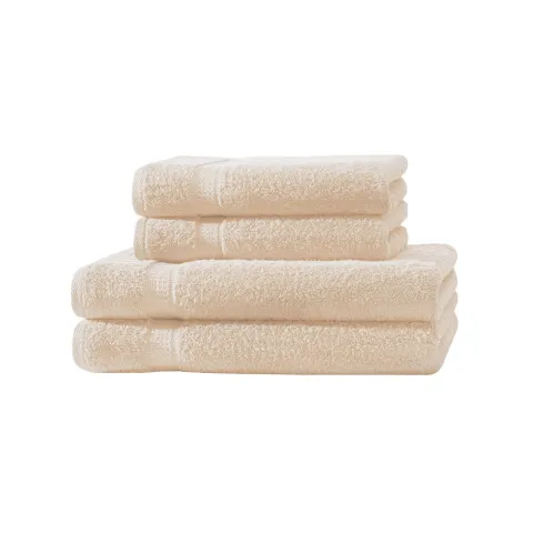4er Set 2X Handtuch + 2X Duschtuch in Beige | 500g/m² | 100% Baumwolle