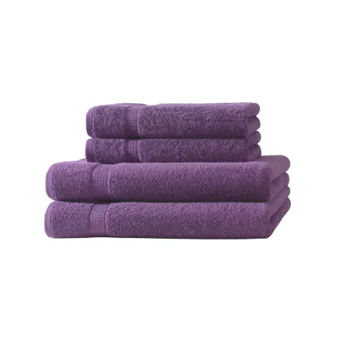 4er Set 2X Handtuch + 2X Duschtuch in Aubergine | 500g/m² | 100% Baumwolle