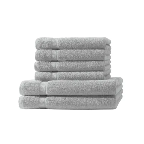 Loomiva Frottier Set 4x Handtuch + 2X Duschtuch | 500g/m² | 100% Baumwolle | Extra Weich | Öko-TEX Standard 100 | Silber