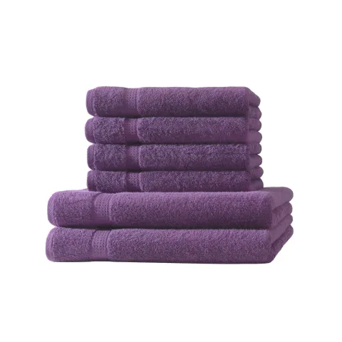 Loomiva Frottier Set 4x Handtuch + 2X Duschtuch | 500g/m² | 100% Baumwolle | Extra Weich | Öko-TEX Standard 100 | Aubergine