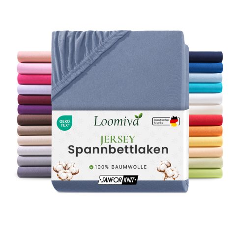 Jersey Spannbettlaken 140gsm in große 140-160x200+30 cm | Rauchblau Farbe