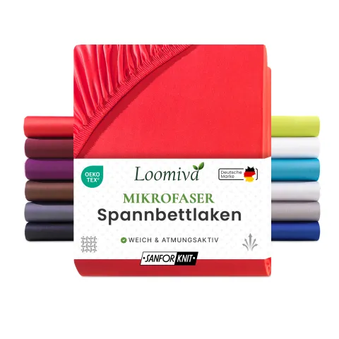 Mikrofaser Spannbettlaken 135gsm in große 180-200x200+30 cm | Rot Farbe