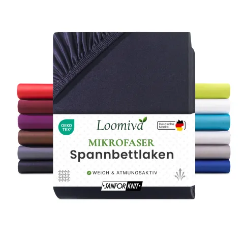 Mikrofaser Spannbettlaken 135gsm in große 180-200x200+30 cm | Schwarz Farbe