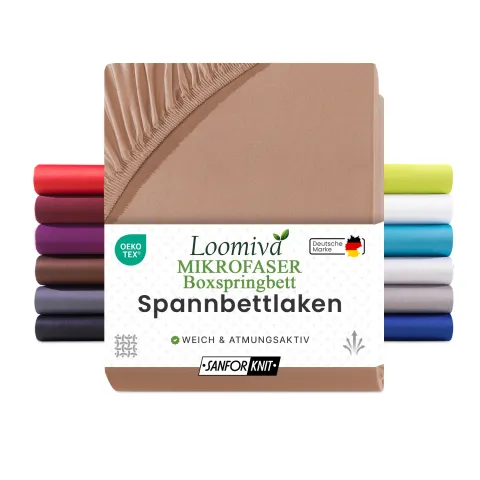 Mikrofaser Spannbettlaken 135gsm in große 180-200x220+40 cm | Nougat / Taupe Farbe