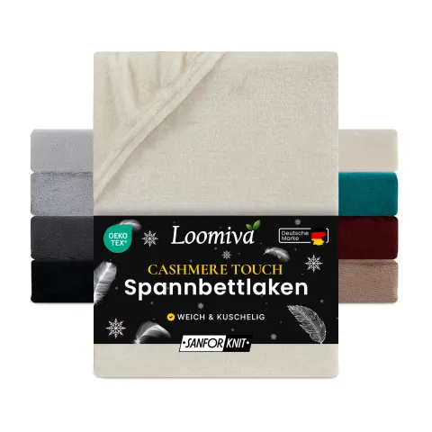 Cashmere Touch Spannbettlaken in große 90-100x200+30 cm | Natur / Ecru Farbe