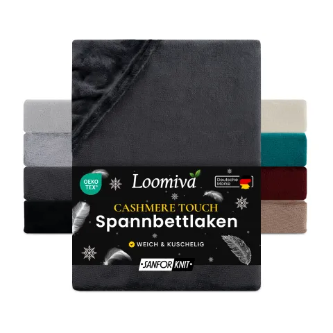 Cashmere Touch Spannbettlaken in große 90-100x200+30 cm | Anthrazit / Graphit Farbe