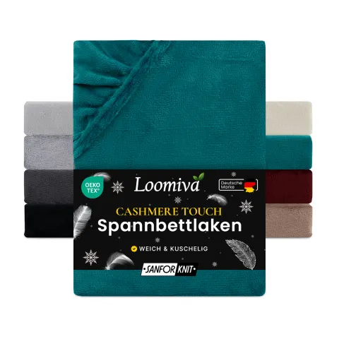 Cashmere Touch Spannbettlaken in große 140-160x200+30 cm | Petrol Farbe