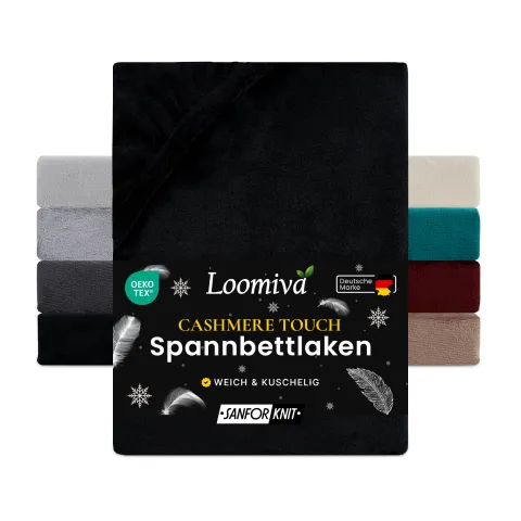Cashmere Touch Spannbettlaken in große 140-160x200+30 cm | Schwarz Farbe