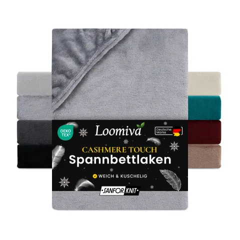 Cashmere Touch Spannbettlaken in große 180-200x200+30 cm | Grau / Platin Farbe