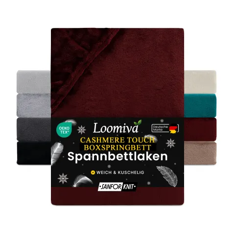 Cashmere Touch Spannbettlaken in große 180-200x220+40 cm | Bordeaux / Weinrot Farbe
