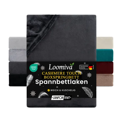 Cashmere Touch Spannbettlaken in große 180-200x220+40 cm | Anthrazit / Graphit Farbe