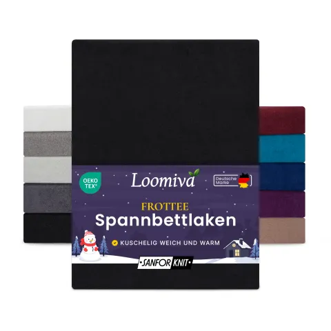 Frottee Spannbettlaken 160gsm in große 90-100x200+30 cm | Schwarz Farbe