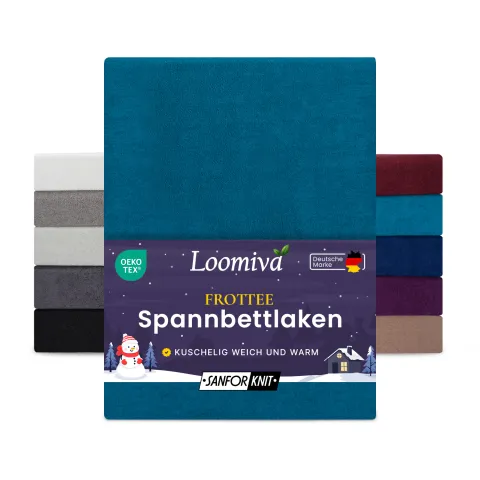 Frottee Spannbettlaken 160gsm in große 140-160x200+30 cm | Petrol Farbe