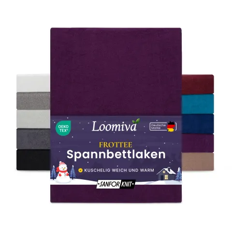 Frottee Spannbettlaken 160gsm in große 140-160x200+30 cm | Aubergine / Pflaume Farbe