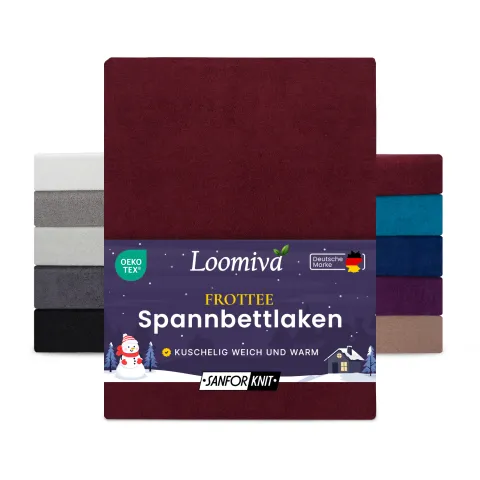 Frottee Spannbettlaken 160gsm in große 140-160x200+30 cm | Bordeaux / Weinrot Farbe