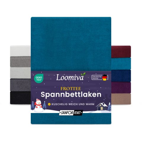 Frottee Spannbettlaken 160gsm in große 180-200x200+30 cm | Petrol Farbe