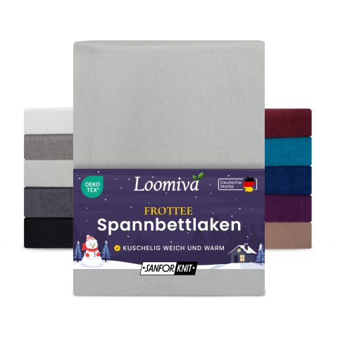 Frottee Spannbettlaken 160gsm in große 180-200x200+30 cm | Silber / Hellgrau Farbe