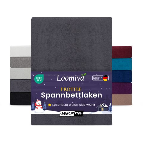 Frottee Spannbettlaken 160gsm in große 180-200x200+30 cm | Anthrazit / Graphit Farbe