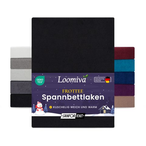 Frottee Spannbettlaken 160gsm in große 180-200x200+30 cm | Schwarz Farbe