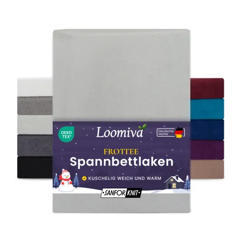 Frottee Spannbettlaken 160gsm in große 180-200x220+40 cm | Silber / Hellgrau Farbe
