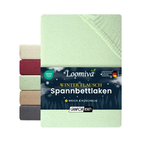 Winterflausch Spannbettlaken 160gsm in große 180-200x220+40 cm | Eukalyptus Farbe