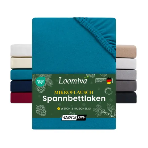 Mikroflausch Spannbettlaken 140gsm in große 90-100x200+30 cm | Petrol Farbe