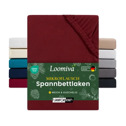 Mikroflausch Spannbettlaken 140gsm in große 90-100x200+30 cm | Bordeaux / Weinrot Farbe