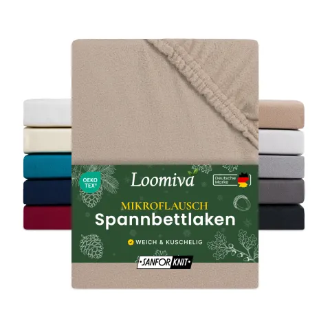 Mikroflausch Spannbettlaken 140gsm in große 140-160x200+30 cm | Nougat / Taupe Farbe