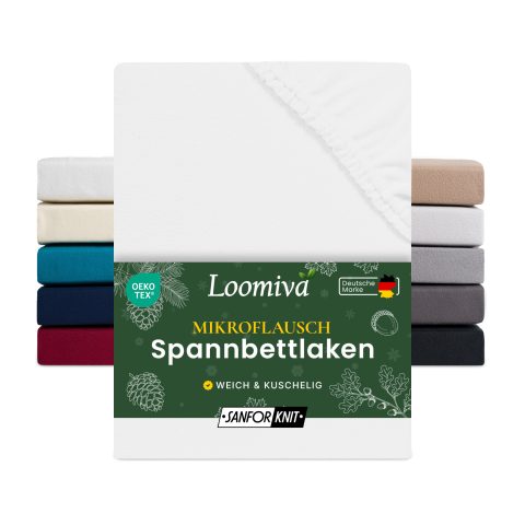 Mikroflausch Spannbettlaken 140gsm in große 180-200x200+30 cm | Weiss Farbe