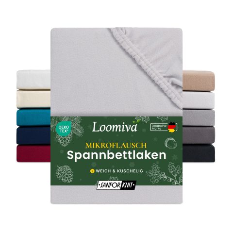 Mikroflausch Spannbettlaken 140gsm in große 180-200x200+30 cm | Silber / Hellgrau Farbe