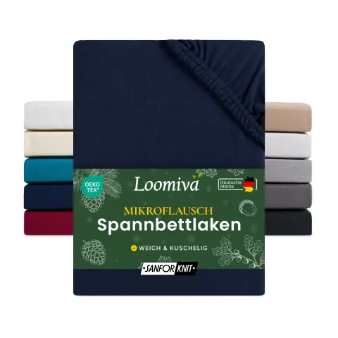Mikroflausch Spannbettlaken 140gsm in große 180-200x220+40 cm | Marine / Navy Farbe