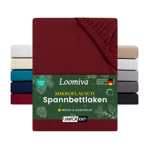 Mikroflausch Spannbettlaken 140gsm in große 180-200x200+40 cm | Bordeaux / Weinrot Farbe