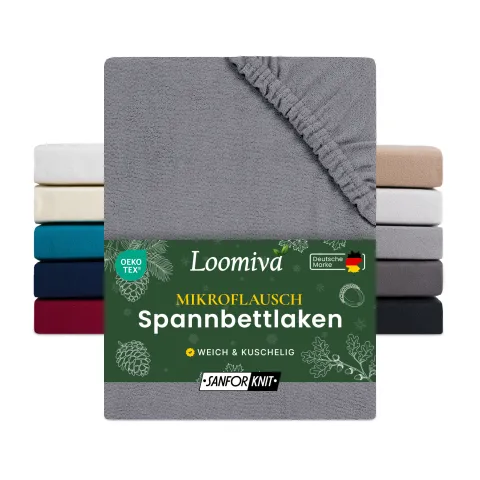 Mikroflausch Spannbettlaken 140gsm in große 180-200x220+40 cm | Grau / Platin Farbe
