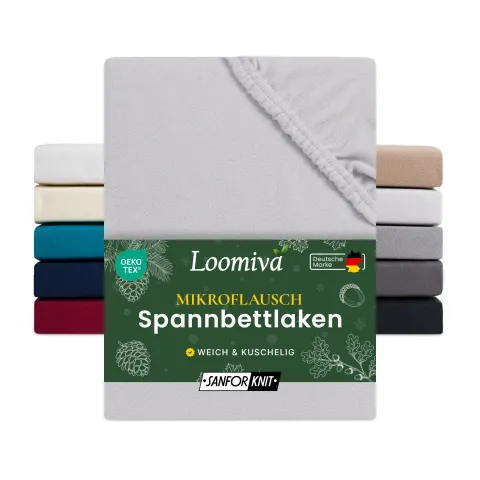 Mikroflausch Spannbettlaken 140gsm in große 180-200x200+40 cm | Silber / Hellgrau Farbe