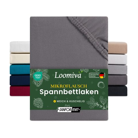 Mikroflausch Spannbettlaken 140gsm in große 180-200x200+40 cm | Anthrazit / Graphit Farbe
