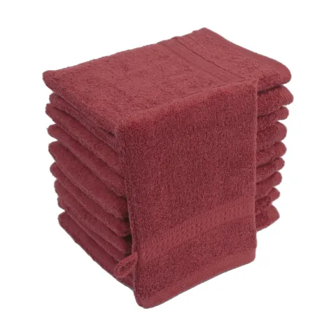 10er Set Frottierware Elegance Waschhandschuhe 500gm in große 16x21 cm in Farbe Bordeaux