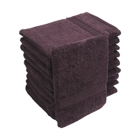 10er Set Frottierware Elegance Waschhandschuhe 500gm in große 16x21 cm in Farbe Kaffeebraun