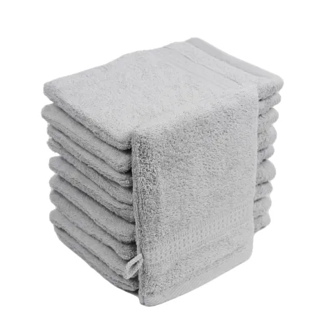 10er Set Frottierware Elegance Waschhandschuhe 500gm in große 16x21 cm in Farbe Silber
