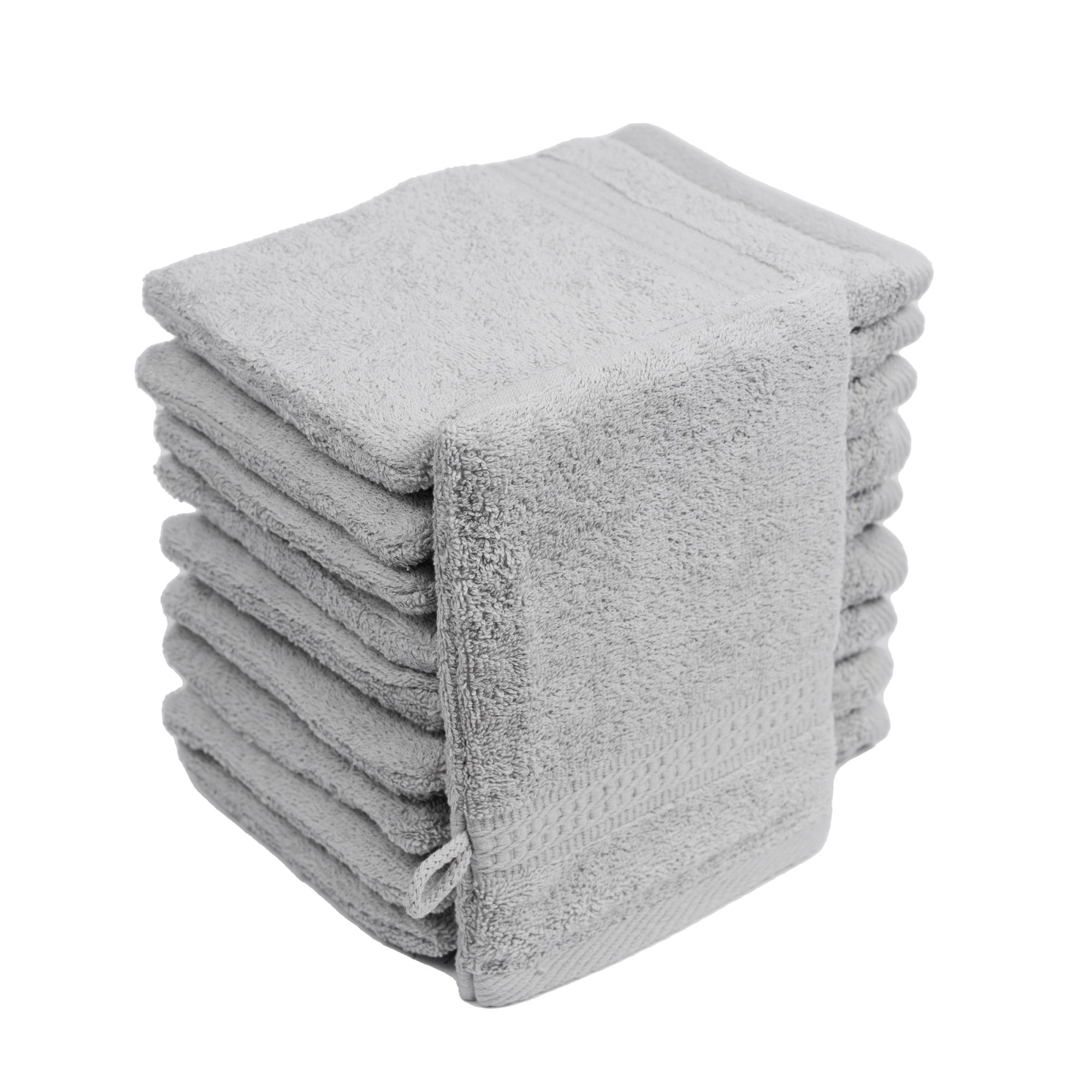10er Set Frottierware Elegance Waschhandschuhe 500gm in große 16x21 cm in Farbe Silber