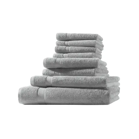 Frottier 8er Set 4x Gästetuch + 2x Handtuch + 1x Duschtuch + 1x Badetuch | 500g/m² | 100% Baumwolle | Extra Weich | Öko-TEX Standard 100 | Silber