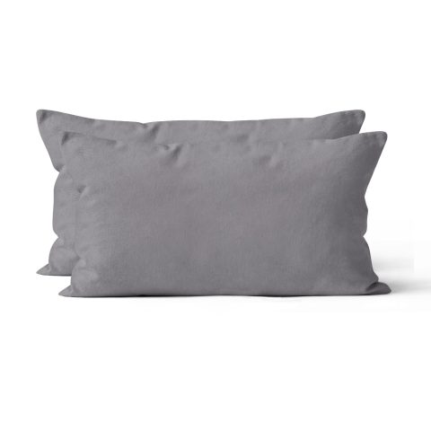 Microfaser UNI Kissenhuellen  | Grau / Platin | 90gsm | 40x80 cm