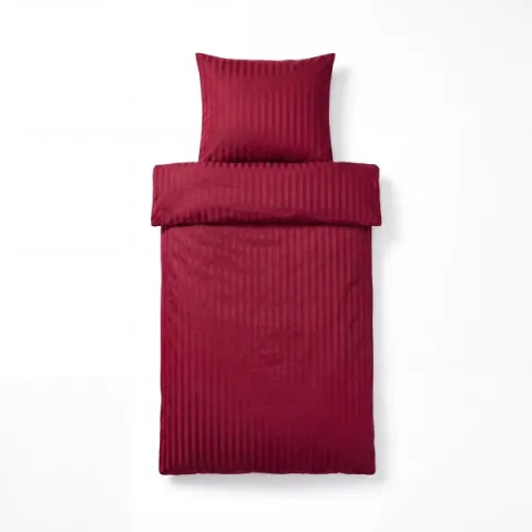 Mikrofaser Damast Bettwäsche (Stripe) | Bordeaux | 120gsm | 135x200+80x80 cm