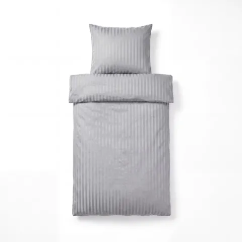 Mikrofaser Damast Bettwäsche (Stripe) | Silber | 120gsm | 135x200+80x80 cm