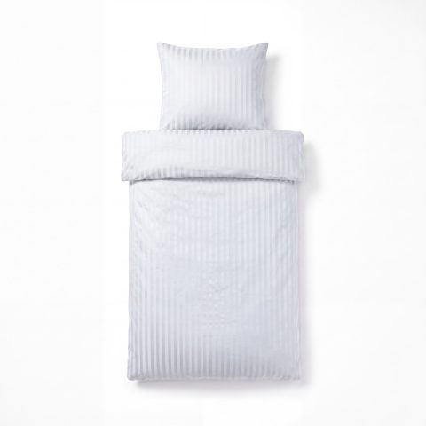 Mikrofaser Damast Bettwäsche (Stripe) | Weiss | 120gsm | 155x220+80x80 cm