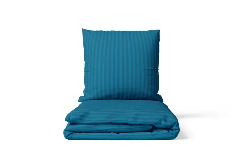 Mikrofaser Damast Bettwäsche (Stripe) | petrol | 120gsm | 155x220+80x80 cm