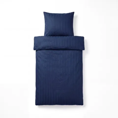 Mikrofaser Damast Bettwäsche (Stripe) | Navy | 120gsm | 155x220+80x80 cm