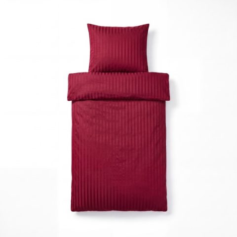 Mikrofaser Damast Bettwäsche (Stripe) | Bordeaux | 120gsm | 155x220+80x80 cm