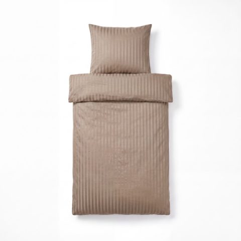 Mikrofaser Damast Bettwäsche (Stripe) | Beige | 120gsm | 155x220+80x80 cm